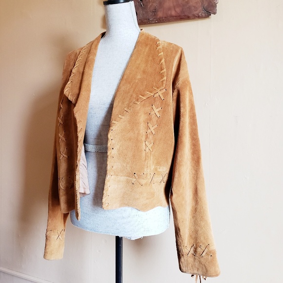 Vintage 100% Leather Festival Jacket Size Large - Picture 2 of 8